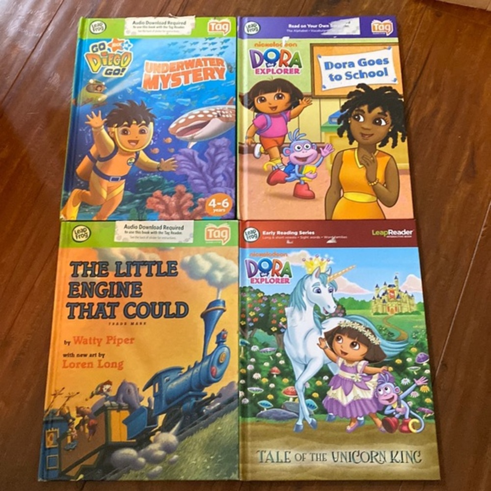 LeapFrog Tag Book Lot 4 Dora the Explorer Diego Little Engine Interactive Reader